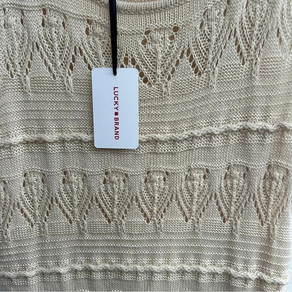 Lucky Brand Boho Chic Crochet Knit Tank Dress w/ Slip Lining / Sand Dollar / Med - Picture 3 of 7